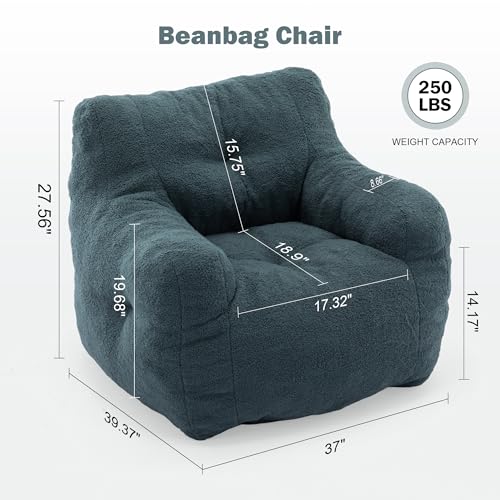 INMOZATA 3FT Bean Bag Chair for Adult Teens Kids(with Filler) Furniture - Soft Teddy Fabric Lazy Sofa Chair