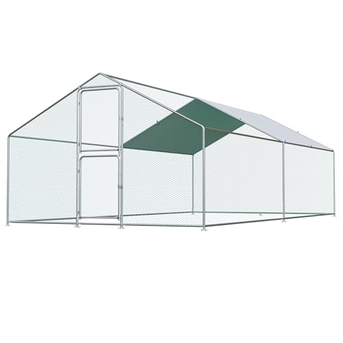 Large Chicken Coop, Chicken Coops for 30 Chickens, Chicken Runs for Yard with Water Poof & UV Resistance Cover