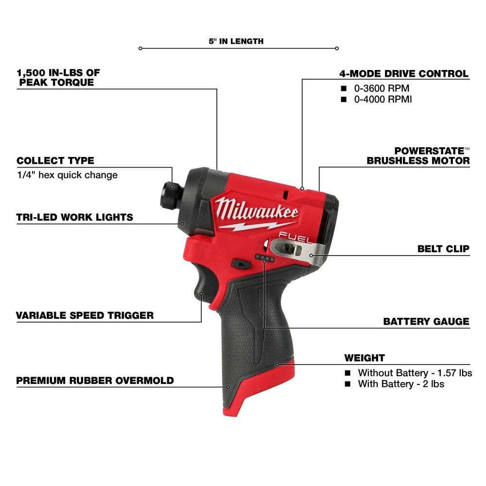 Milwaukee M12 Fuel 1/4 Hex Impact Driver