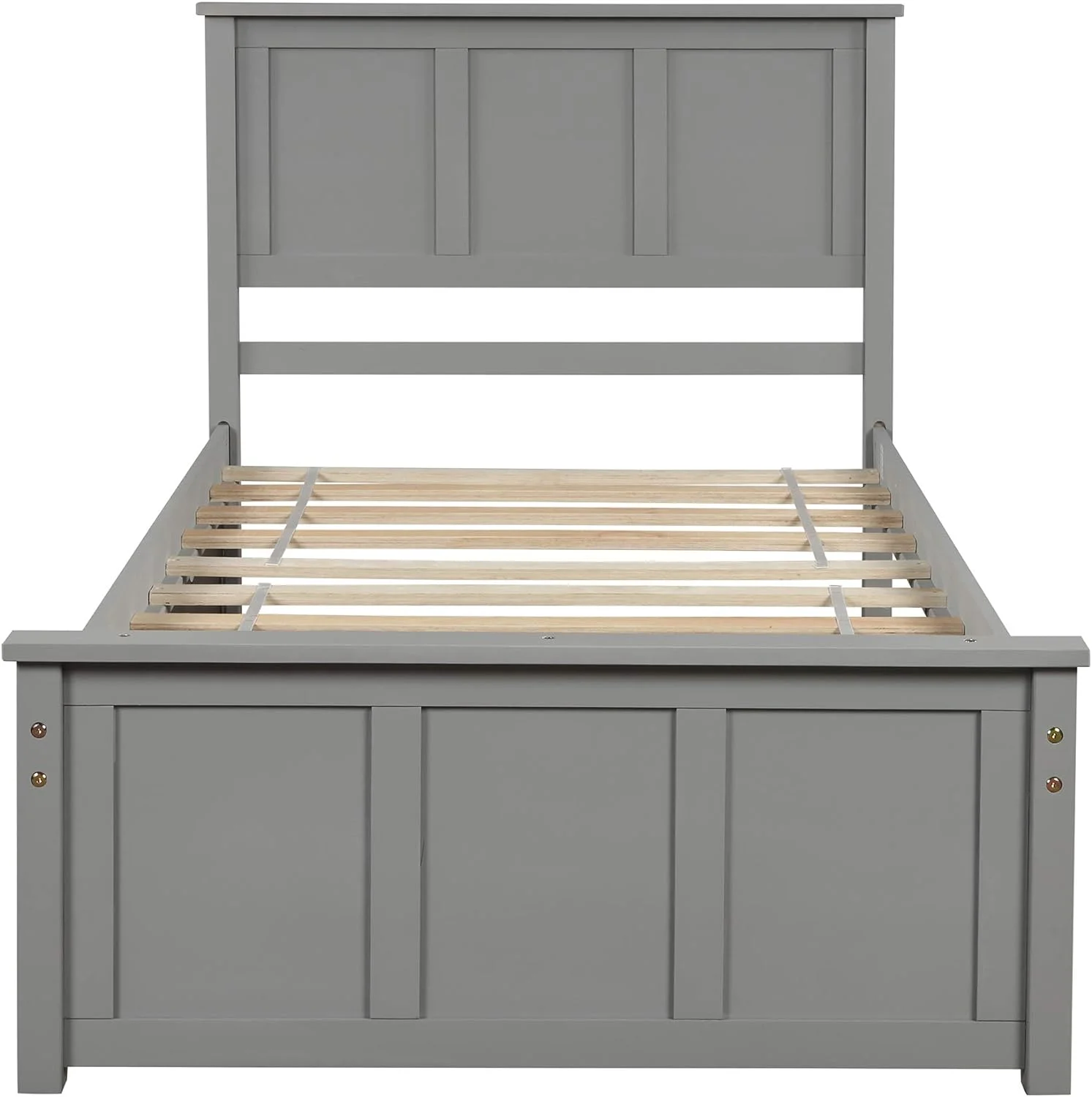 Bed Frame With Headboard And Trundle, Wood Platform Bed With Trundle, No Box Spring Needed (Gray With Trundle)