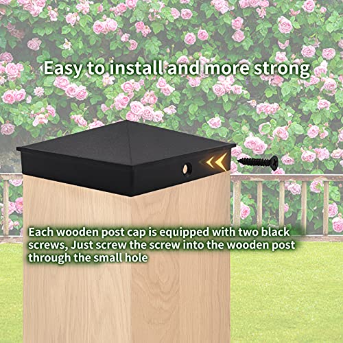 Azdele 6x6 Aluminum Pyramid Post Caps Cover for 6x6 Nominal Wood Post(Actual 5.5" x 5.5" Wood Post), with Matte Finish Powder Coated Surface