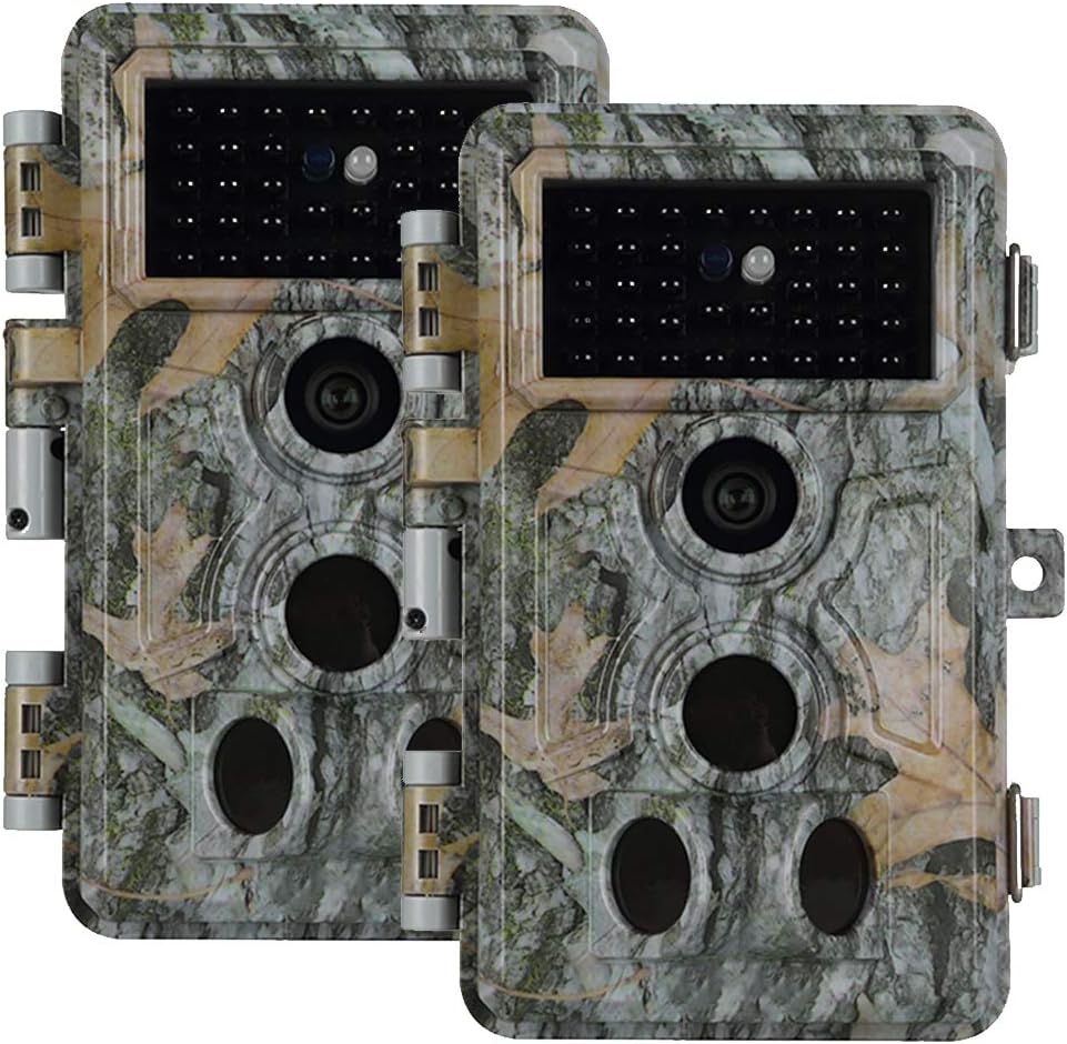 Folgtek 2pcs Trail Hunting Cameras 20MP 1080P with Night Vision Motion Activated IP66 Waterproof 2.4 LED & Short Trigger Time for Outdoor Wildlife &