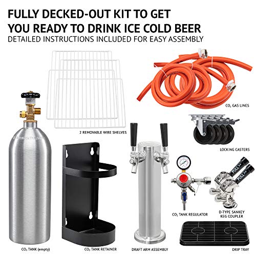 Ivation Full Size Kegerator | Dual Tap Draft Beer Dispenser & Universal Beverage Cooler | Mounted CO2 Cylinder, Temperature Control