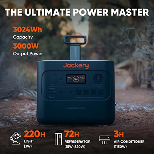 Jackery Portable Power Station Explorer 3000 Pro, 3024Wh Capacity and 3000W Output, 2x100W PD Ports, 2.4H to Full Charge, Compatible with SolarSagas