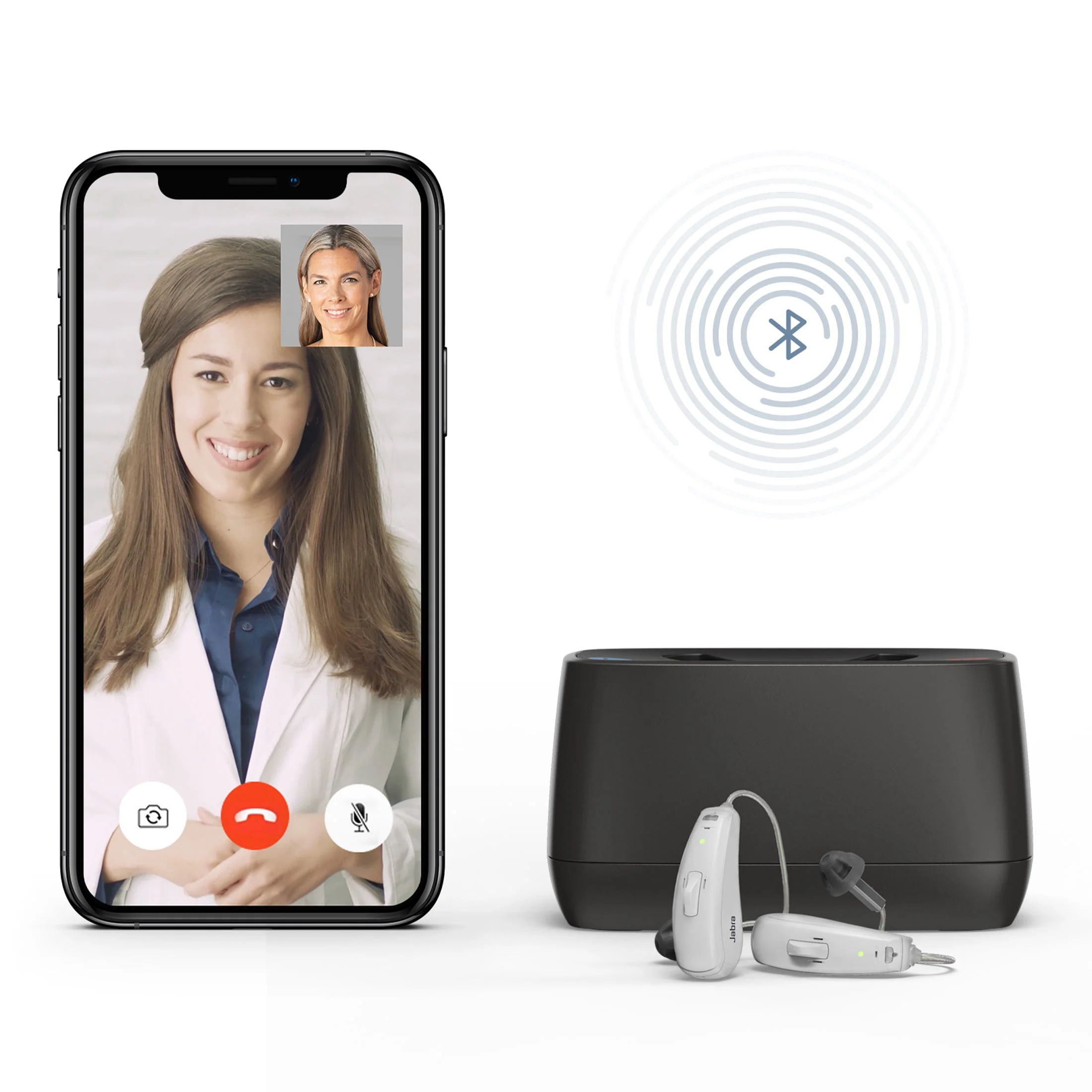 Jabra Enhance Select 50R Rechargeable, Behind-the-Ear Hearing Aids with Remote Professional Care and Bluetooth Streaming, Gray