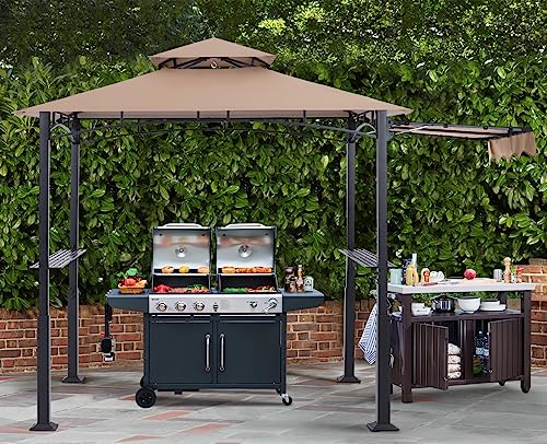 ABCCANOPY 8x5 Grill Gazebo - Outdoor BBQ Canopy Shelter with Led Light for Patio Backyard Grilling (Dark Gray)