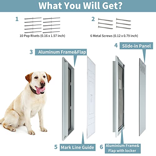 Giant Dog Door for Exterior Doors: Heavy Duty Aluminum Doggie Door, Extreme Weather Doggy Door for Large and Extra Large Dogs Up to 220 lbs