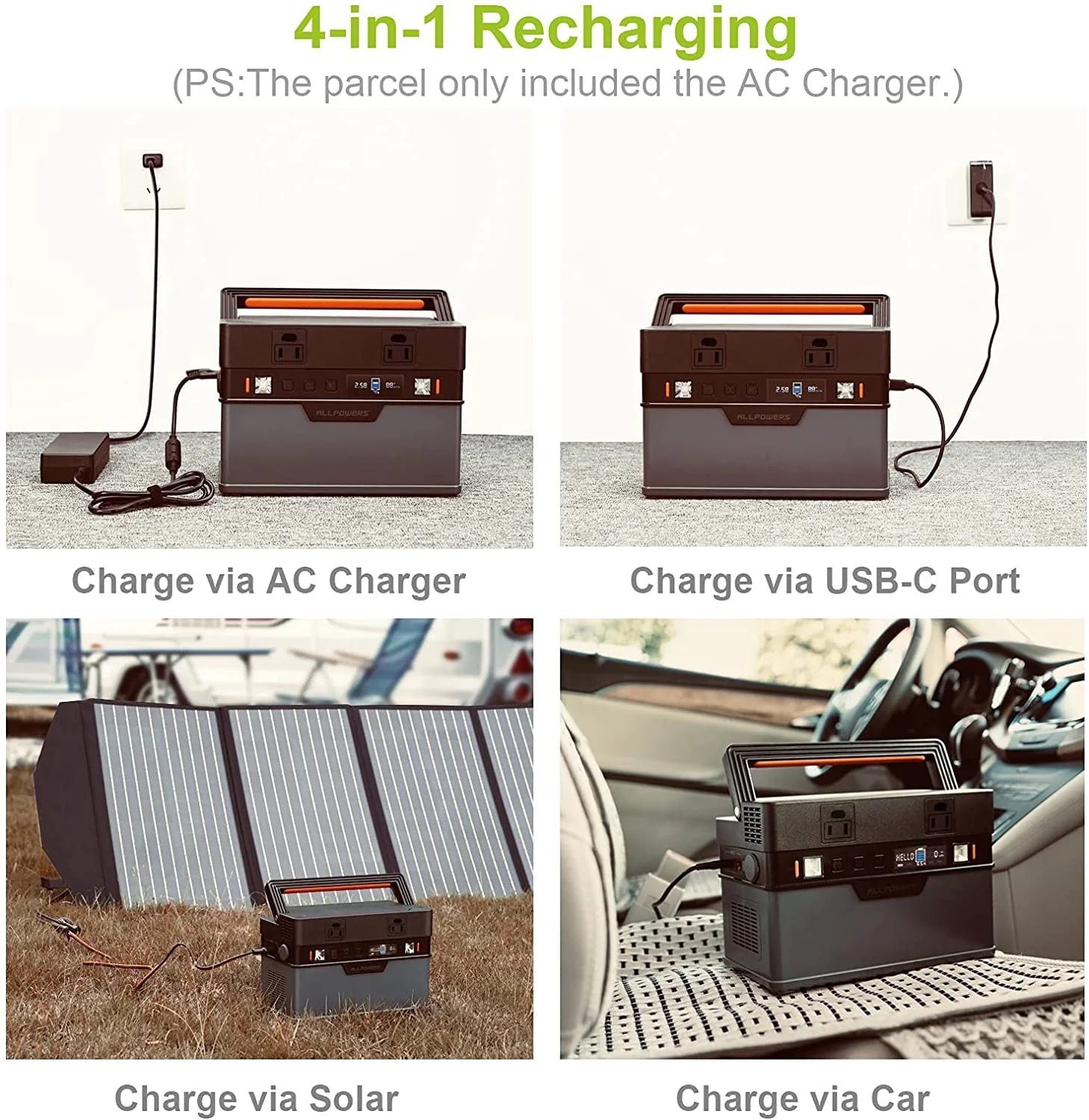 ALLPOWERS 288Wh 300W Portable Power Station with 100W Foldable Solar Panel, S300 Solar Generator Kit