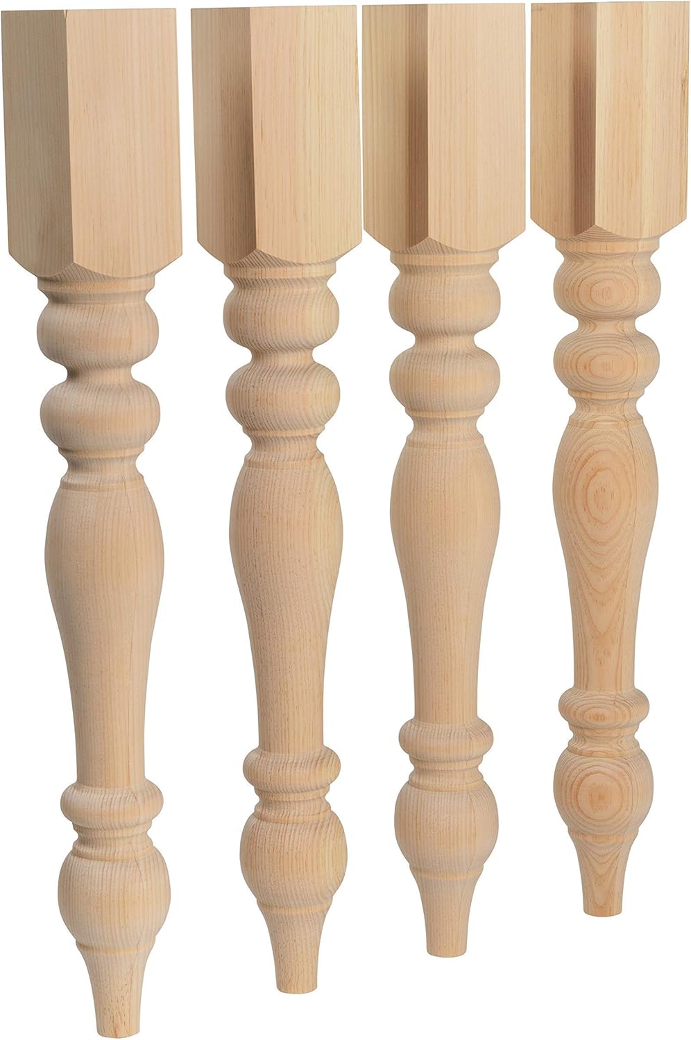 CAROLINA LEG CO. Chunky Farmhouse Table Legs - Unfinished - DIY Furniture - Turned Legs - Set of 4 - Dimensions: 3.5 x 29