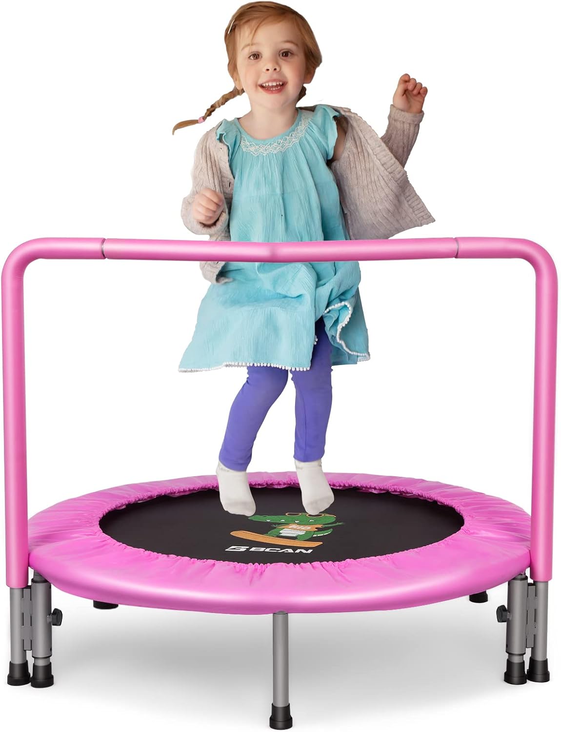 BCAN 36'' Mini Folding Ages 3 to 6 Toddler Trampoline with Handle for Kids to Burn Off Energy