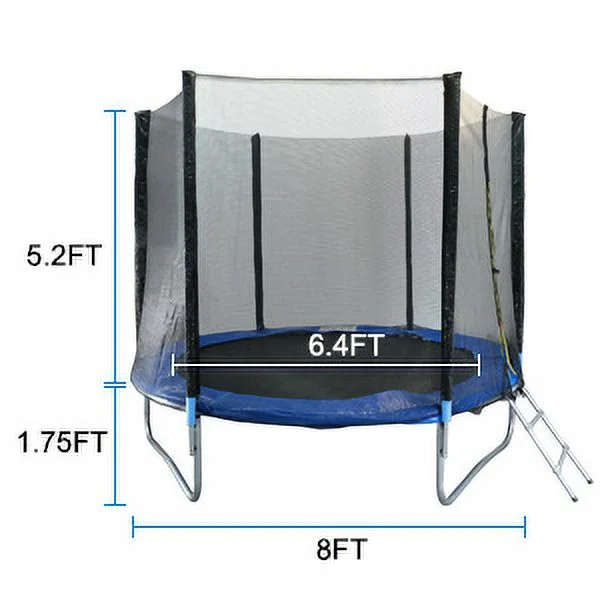 Premium 8FT Trampoline - 74.46 - Jump safely with the whole family!
