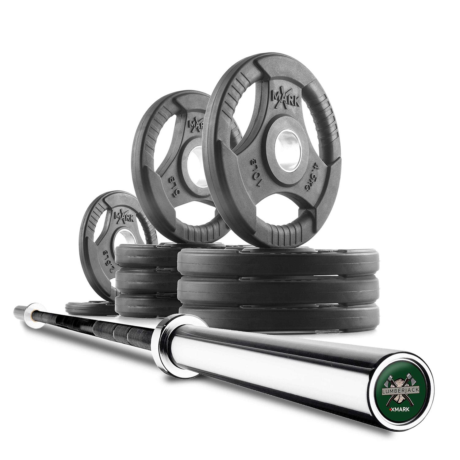 XMARK Tri grip Olympic Weight Plates and Bar Set Builder - Sports Supplies Online Store