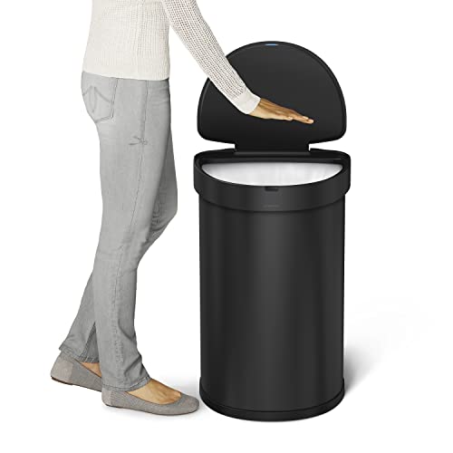 simplehuman 45 Liter / 12 Gallon Semi-Round Automatic Sensor Trash Can, Brushed Stainless Steel