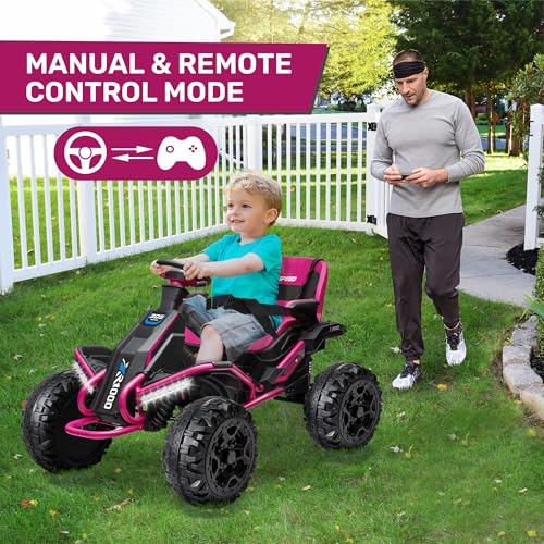 ANPABO 24V 4x4 Ride On Toy for Big Kids, 4x200W Motors, 5MPH, Kids Car w/Parent Remote, Wide Adjustable Seat, Headlights, Metal Frame