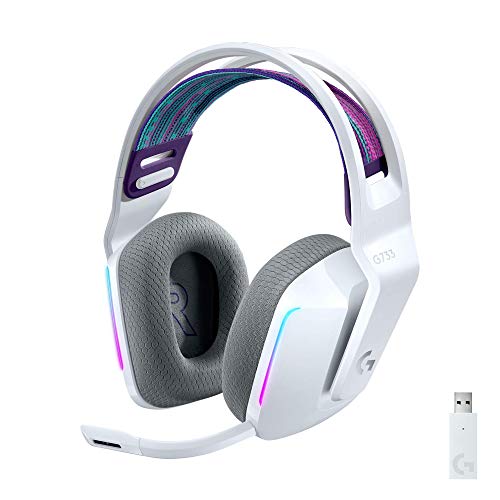 Logitech G733 Lightspeed Wireless Gaming Headset, Suspension Headband, Lightsync RGB, Blue VO!CE Mic, PRO-G Audio – Black, Gaming Headset Wireless