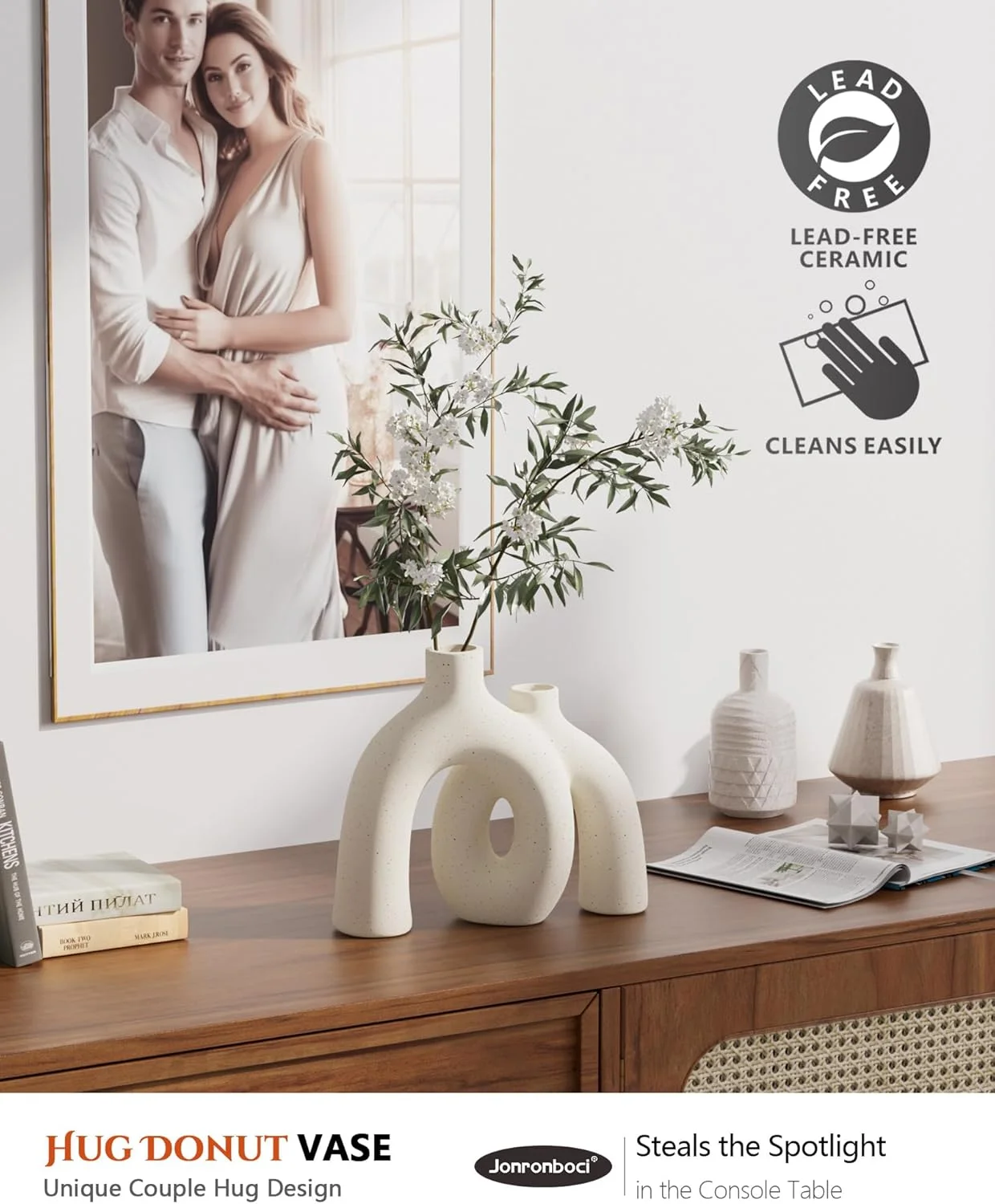Decorative Modern Nordic Boho Ceramic Vases, Set of 2