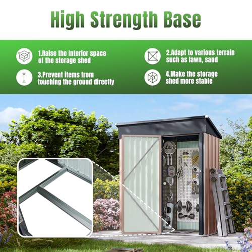 Aoxun 6.2x4 FT Shed Outdoor Storage Shed Metal Garden Shed with Lockable Doors & Slooping Roof Tool Shed Bike Shed for Backyard, Patio