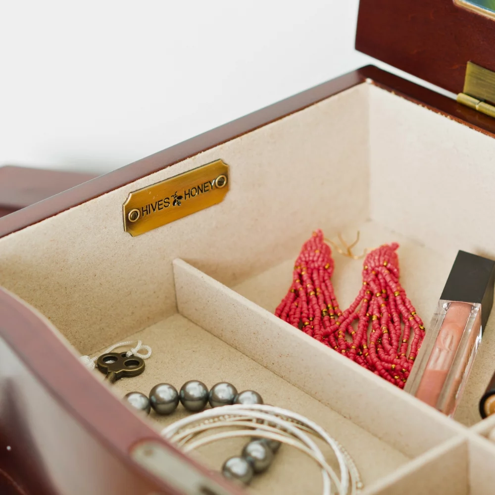 Hives and Honey Nora Freestanding Jewelry Armoire Jewelry Chest - Cherry - Radiant Selections