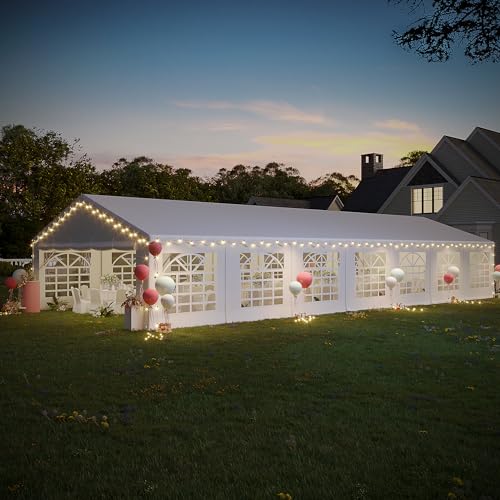 EROMMY 20x50FT Heavy Duty Party Tent, Outdoor Wedding Canopy with Removable Sidewalls, 2 Roll-up Doors, 5 Storage Bags