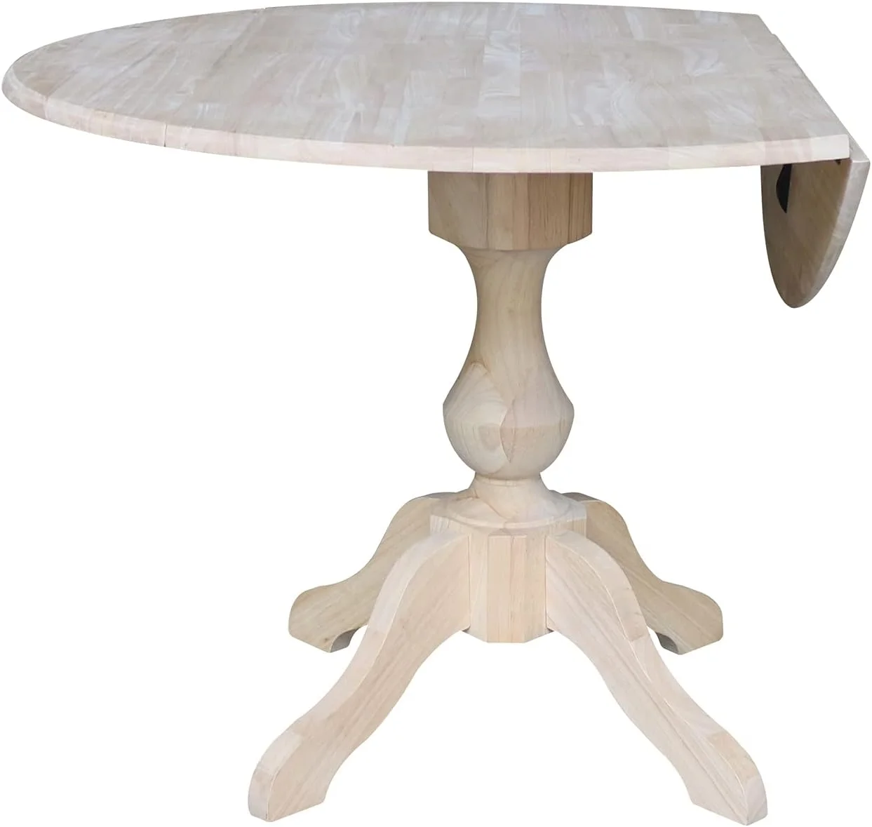 Round Dual Drop Leaf Pedestal Table-30.3" H, Unfinished Dining Table, Ready To Finish