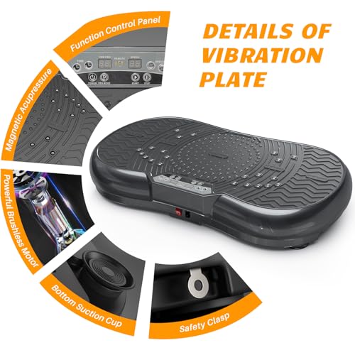 Vibration Plate Exercise Machine for Weight Loss – 100-Speed Platform with Bluetooth Speaker, Remote & Bands