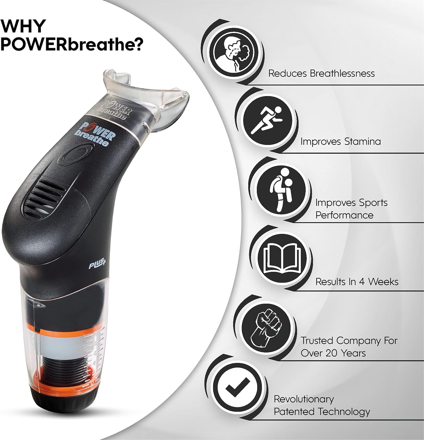 POWERbreathe - Breathing Exercise Device, Breathing Trainer and Therapy Tool to Strengthen Breathing Muscles and Help Lung Capacity