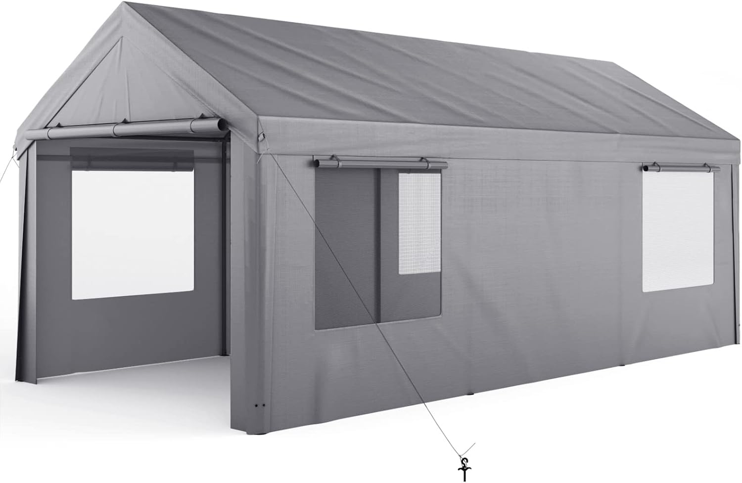 CECAROL Carport, 10x20ft Heavy Duty Carport with 8 Legs 4 Mesh Windows, 180g PE UV Fabric, Removable Walls&Doors, Portable Garage for Auto Boat Tools