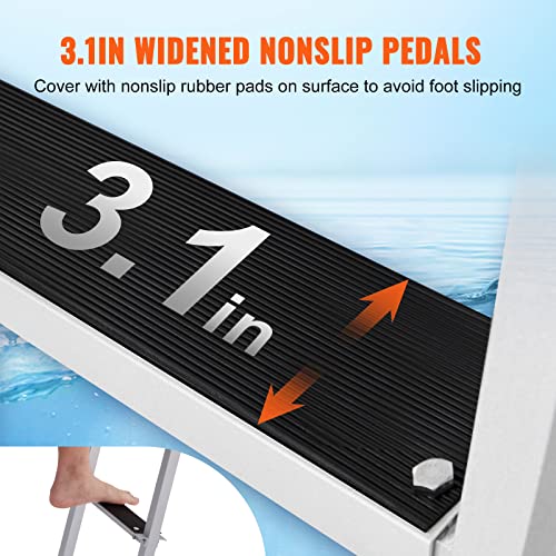VEVOR Dock Ladder, Removable 5 Steps, 500 lbs Load Capacity, Aluminum Alloy Pontoon Boat Ladder with 3.1'' Wide Step & Nonslip Mat