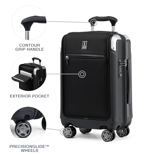 Travelpro Platinum Elite Hardside Expandable Carry on Luggage, 8 Wheel Spinner, TSA Lock, Hard Shell Polycarbonate Suitcase, Metallic Sand