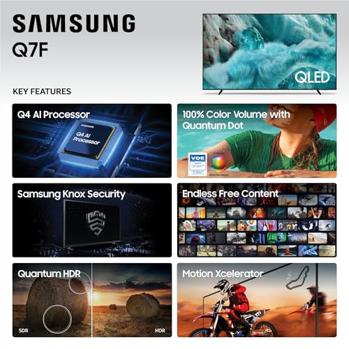 Samsung 65-Inch Class QLED Q7F Series Samsung Vision AI Smart TV (2025 Model, 65Q7F) Quantum HDR, Object Tracking Sound Lite, Q4 AI Gen1 Processor