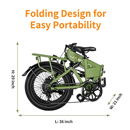 Jasion EB7 2.0/ST Electric Bike for Adults, 1200W Peak Motor 28MPH Max Speed Folding Ebike, 48V 10AH Removable Battery