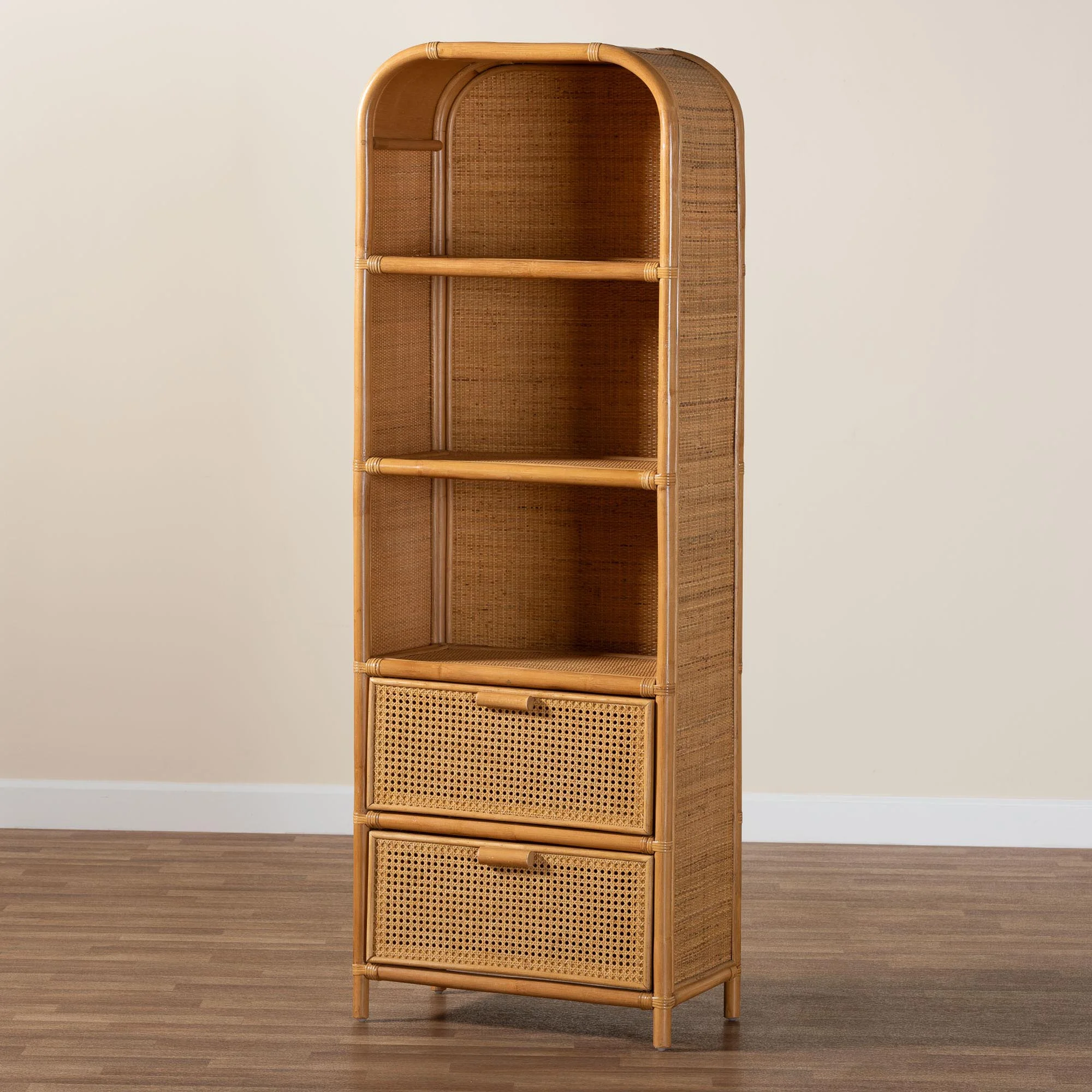 bali & pari Curacao Boho Bookcase, One Size, Light honey