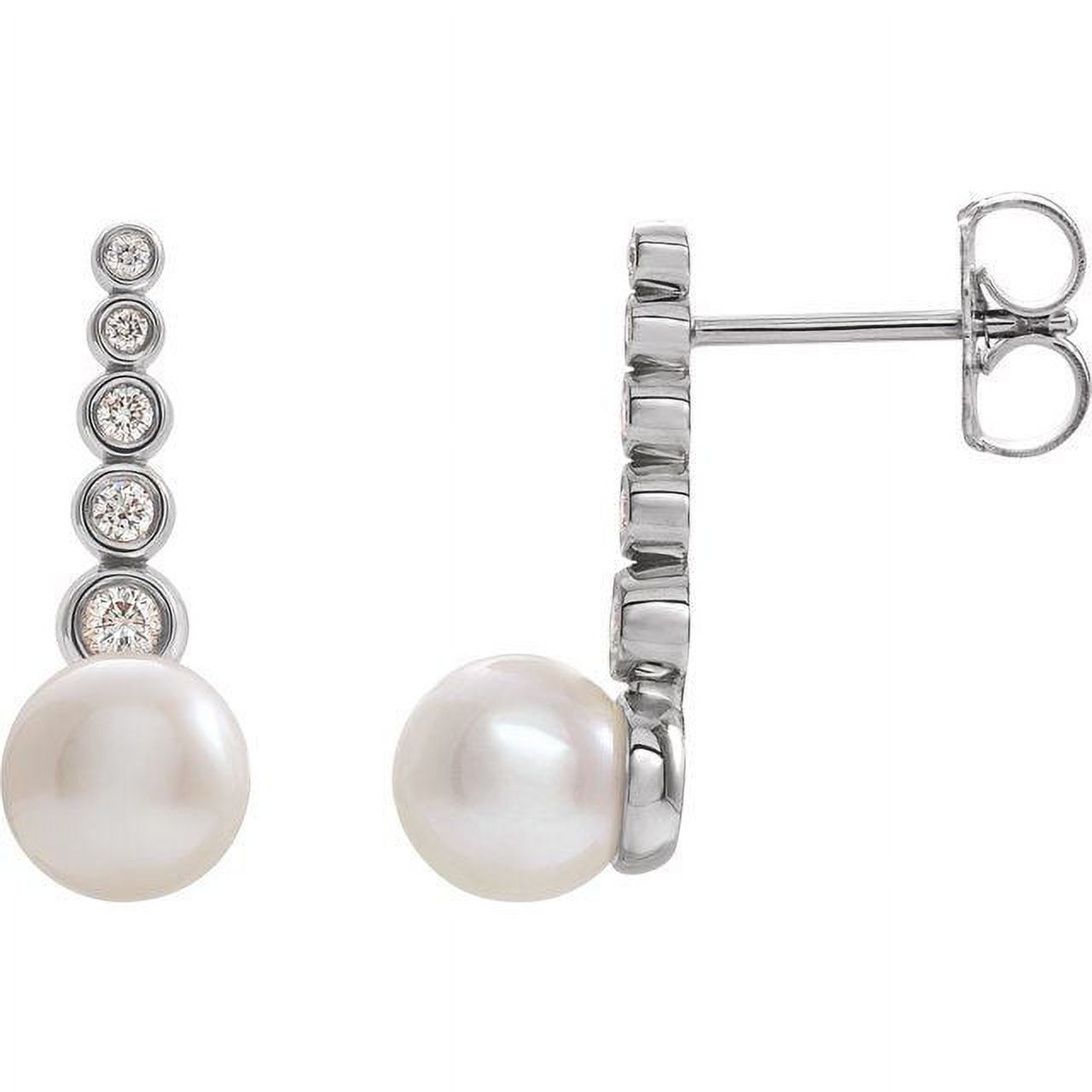 Platinum Cultured White Freshwater Pearl & 1/8 CTW Natural Diamond Earrings 87011:608:P