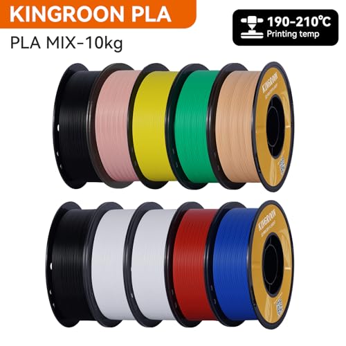 Kingroon PLA 3D Printer Filament, 12Rolls, Dimensional Accuracy +/- 0.03 mm, 12kg Spool(26.4lbs)