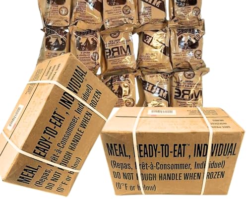 MRE A and B bundle cases 2024 or newer inspection - Military meals ready to eat - 24 full food packs rations with 1