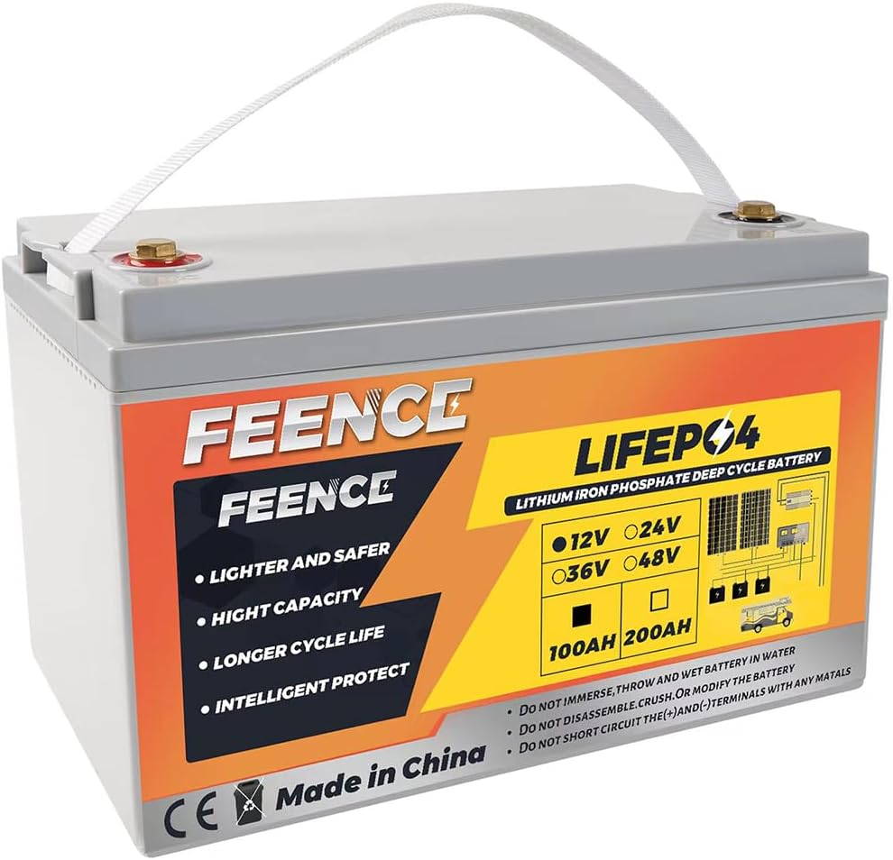 12V 100Ah LiFePO4 Battery 1280Wh lithium batteries 12v 100A BMS,over 7000+ Rechargeable Cycles, Support in 4S/8P, for RV,Camper, Solar