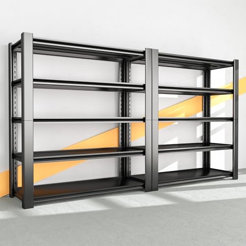 76.6" H Heavy Duty Garage Shelving Unit, 60" W Adjustable Metal Storage Rack, 5-Tier Metal Shelves, 24" D Industrial Shelving for Garage, Basement