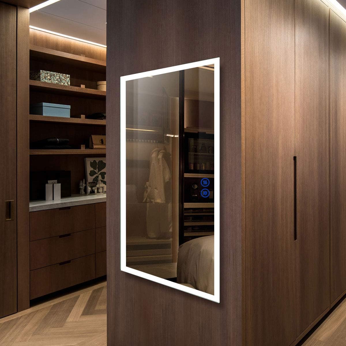 Dimmable LED Bathroom Mirror with Anti-Fog Function, 36x28 in Vertical & Horizontal Mount Illuminated Mirror with Touch Button, CRI>90