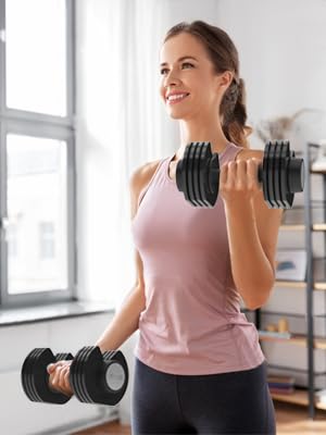 Ativafit 27.5/66/88LBS Pair Adjustable Dumbbell Set with Anti-slip Handle 12 In 1 Quick Dial Adjustment Weights With Safety Locking Button Space