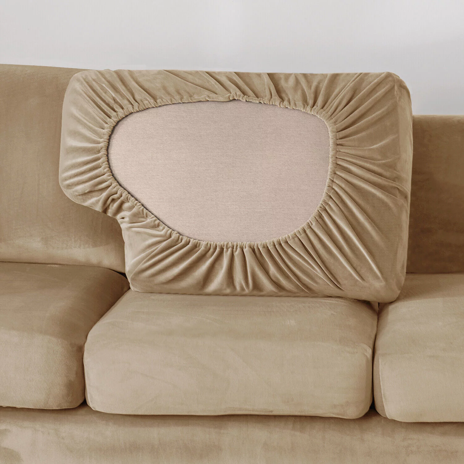 Luxury Velvet Couch Cover 5 Piece Stretch Sofa Covers for 2 Cushion Couch Thick Soft Spandex Sofa Slipcover Living Room Anti Slip Dogs Pet Furnitre