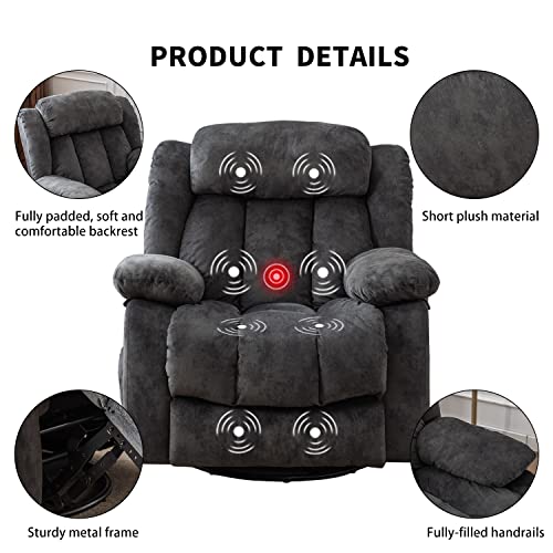 INZOY Massage Swivel Rocker Recliner with Heat and Vibration, Manual Rocking Recliner Chair with Vibrating Massage