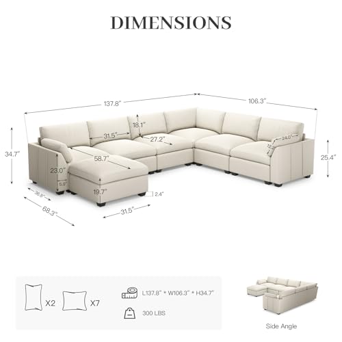 Belffin Extra Large Modular Sectional Sofa,106.3" 4-Seater L Shaped Couch,Velvet Convertible Sectional Couches for Living Room