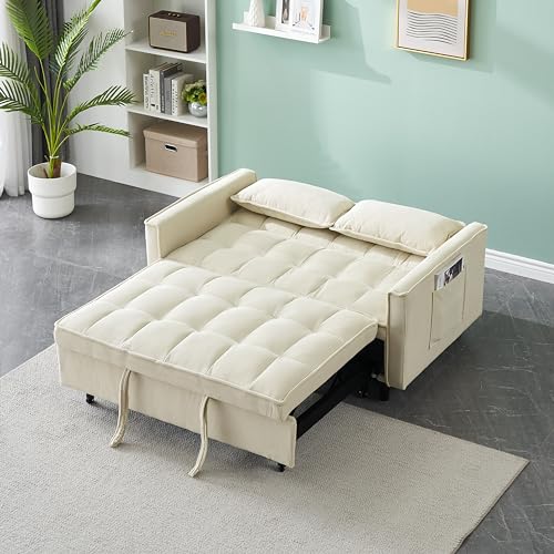 Convertible Sofa Bed, Pull Out Couch Corduroy Loveseat Sofa Cama Twin Size, Futon Sofa Bed, Foldable Lounge Sleeper Sofa with Pullout Bed