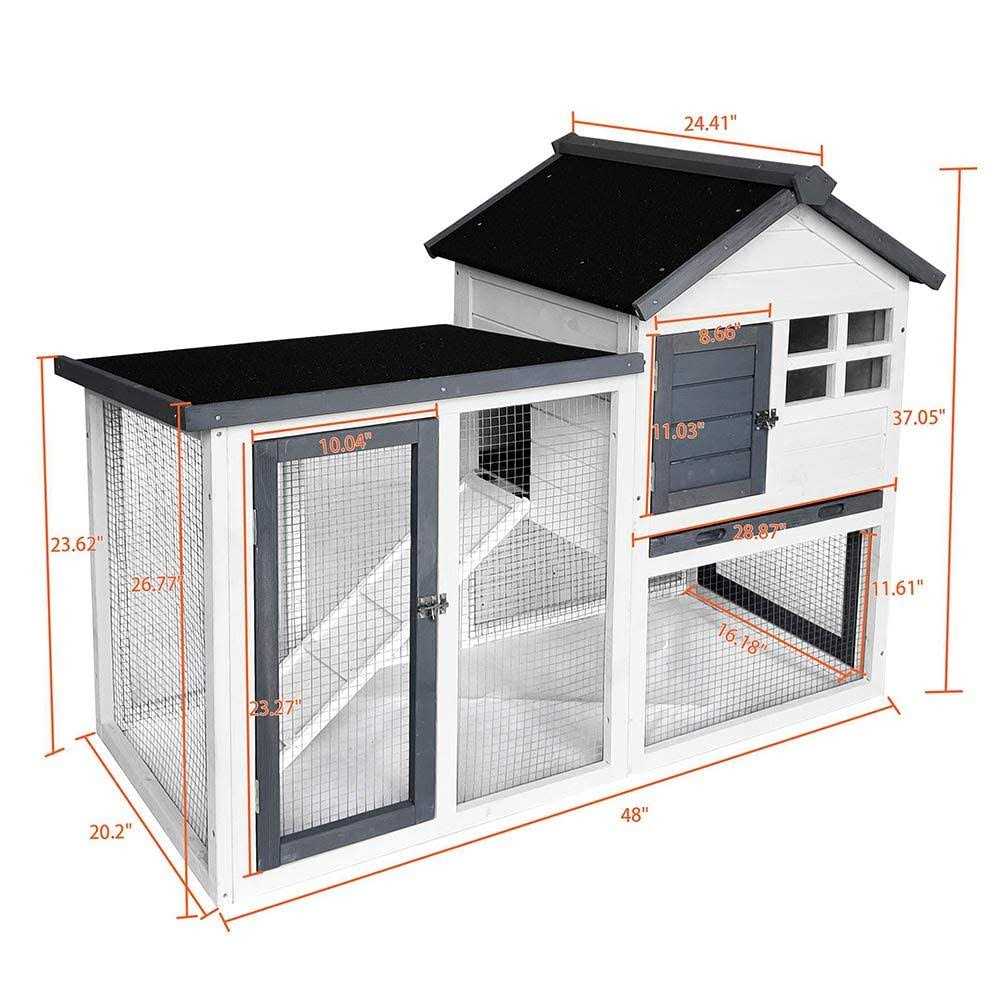 BIRASIL 48''L Rabbit Hutch Indoor Outdoor Bunny Cage Rabbit Hutch Wood House Pet Cage for Small Animals - Pet Supplies online store