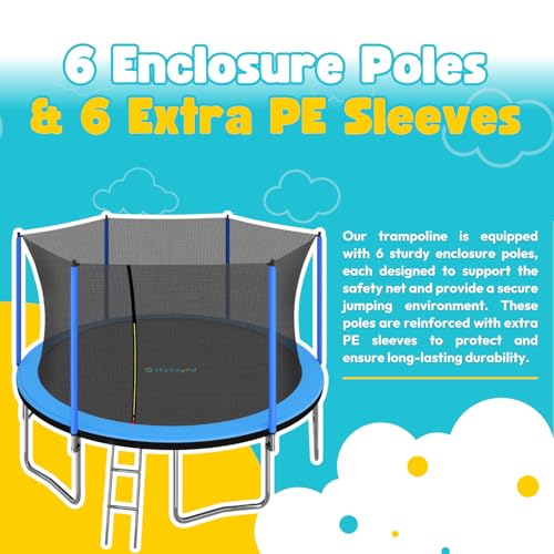 SkyBound Trampoline with Safety Enclosure Net - 10ft 12ft 14ft 15ft 16ft Large Outdoor Backyard ASTM Approved Trampolines for Kids & Adults