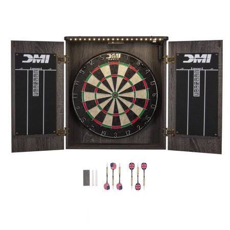 DMI Sports Paris Lighted Bristle Dartboard Cabinet Set D4400W
