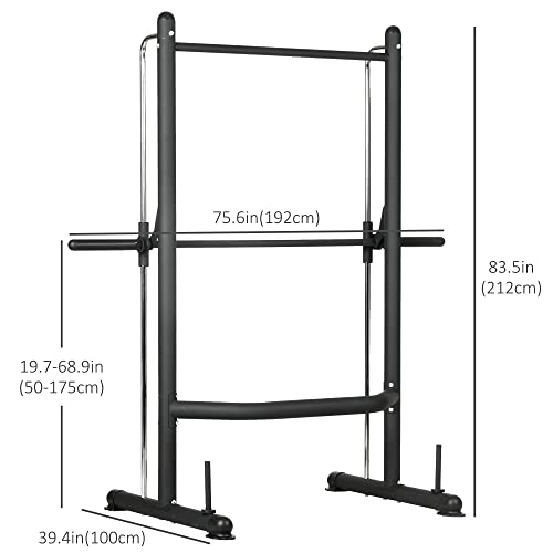 Soozier Squat Rack with Pull-Up Bar, Adjustable Power Rack with Barbell Bar, Multi-Functional Bench Press Rack for Home Gym Strength Training, Black