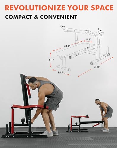 GMWD Chest Press Machine, 1050LBS Bench Press Machine with Independent Converging Arms, Adjustable Flat Incline Bench for Chest, AB Workouts