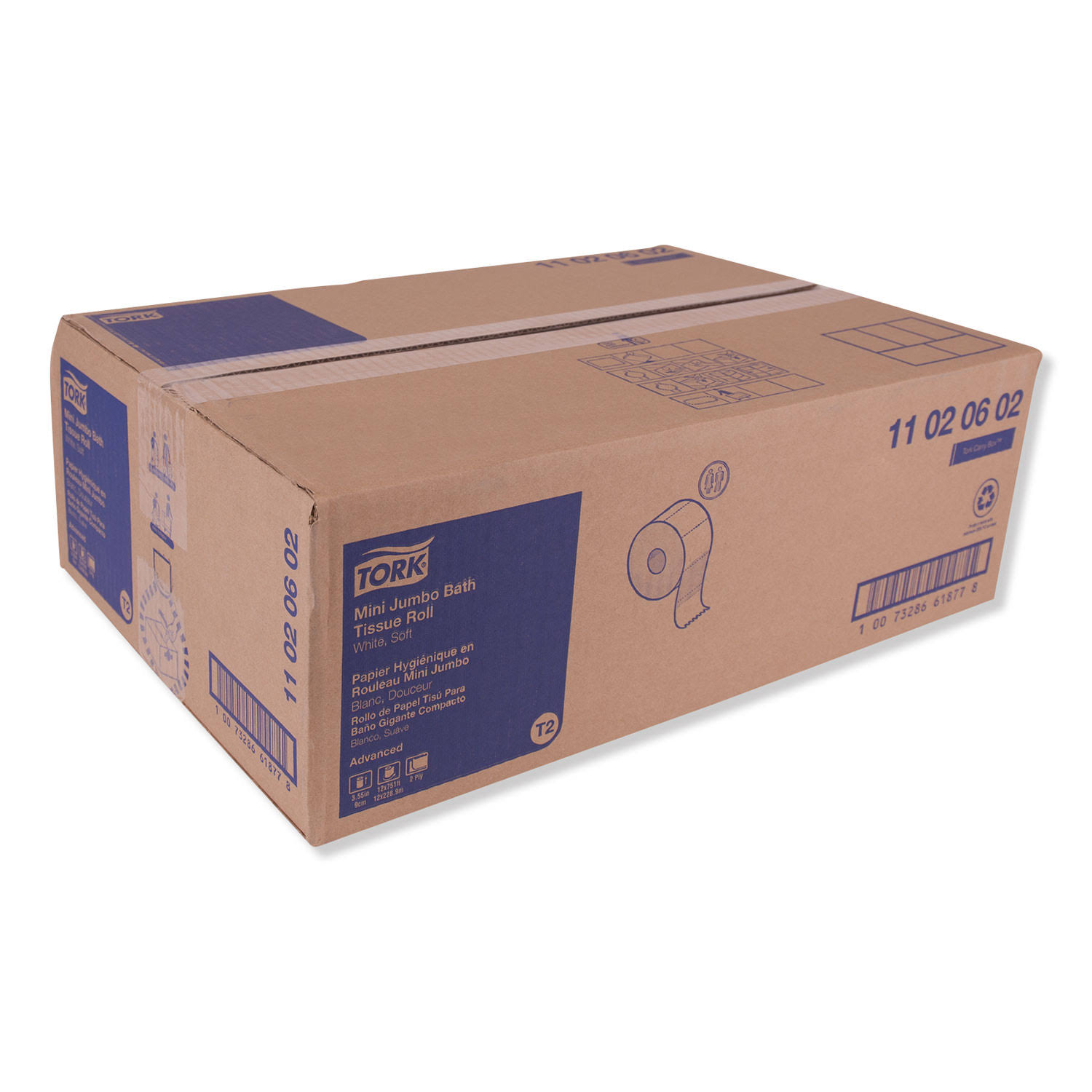 Tork Advanced Jumbo Bath Tissue, Septic Safe, 2-Ply, White, 3.48x22 x 751 ft, 12 Rolls/Carton