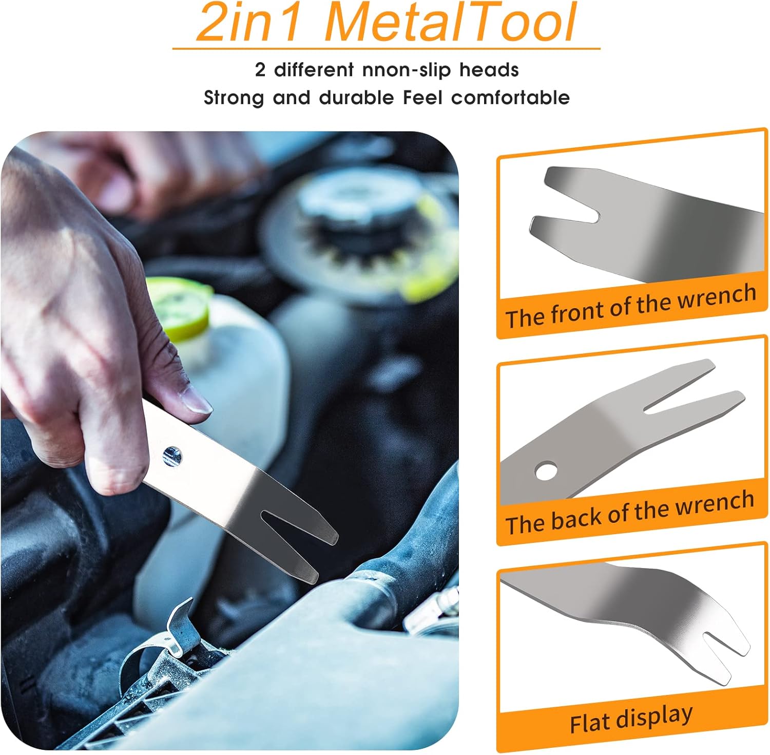 Amliber 26Pcs Car Tool Kit with Non Marring Wedge, Air Pump Bag, Stainless Steel Long Reach Tools, Auto Trim Removal Tool